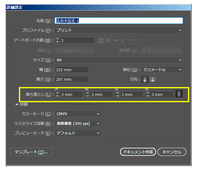 絵柄や線、画像など、紙面のフチまでオブジェクトがある場合は、「裁ち落とし（塗り足し）」のあるデータを入稿する必要があります。塗り足しがないと、断裁時の誤差で内側にズレた時、白（下地の紙色）が出てしまいます。